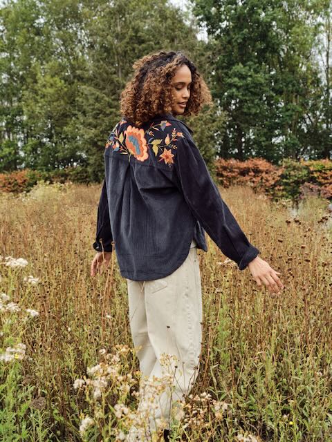 Romy Cord Shacket - Navy