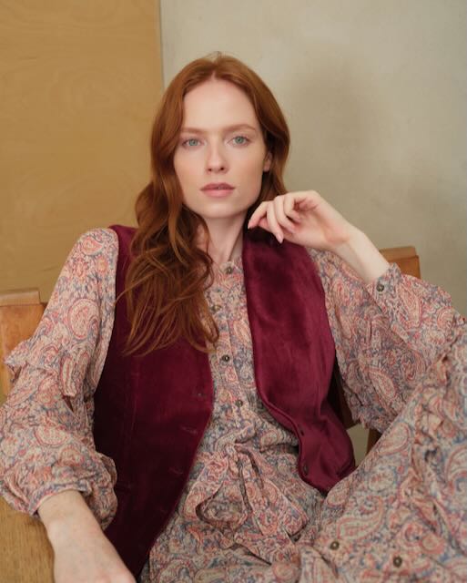 Mimi velvet waistcoat - Claret