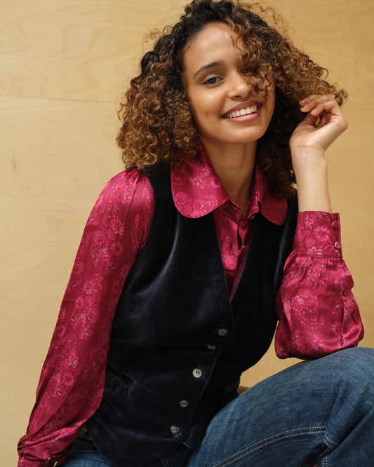 Mimi velvet waistcoat - Navy