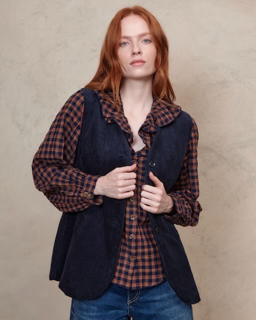 Caro Cord Gilet - Navy