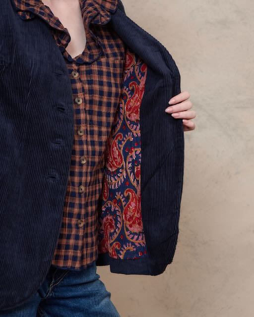 Caro Cord Gilet - Navy