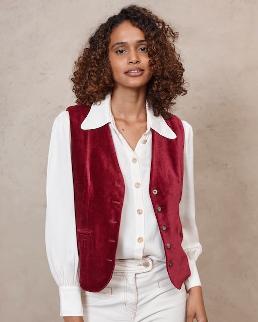 Mimi velvet waistcoat - Claret