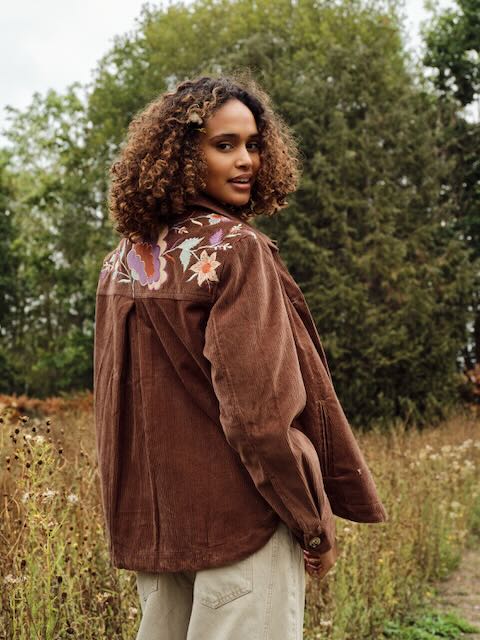 Romy Cord Shacket  - Brown