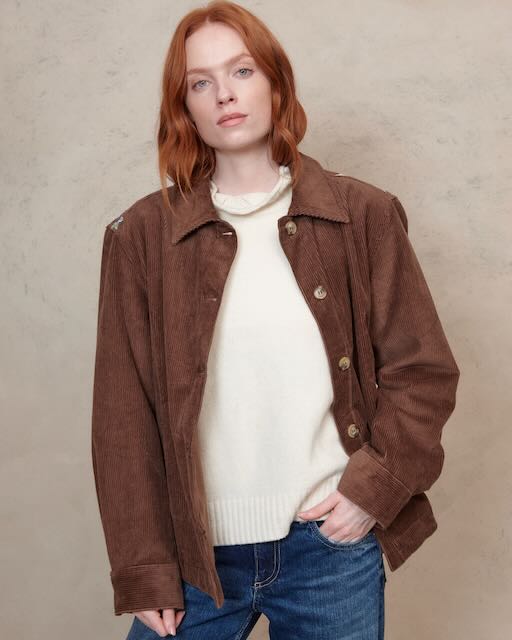 Romy Cord Shacket  - Brown