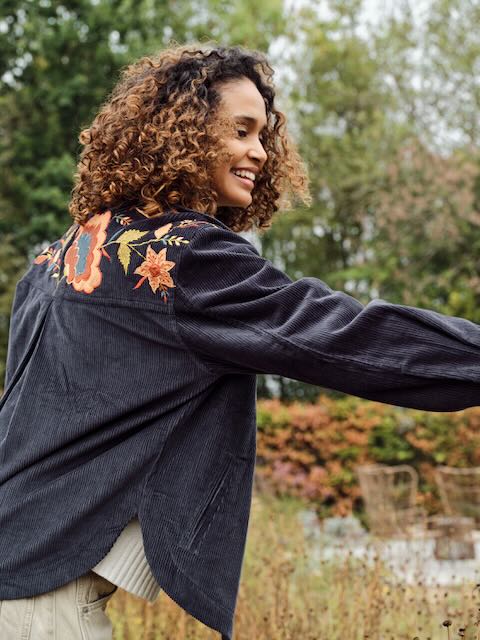 Romy Cord Shacket  - Navy