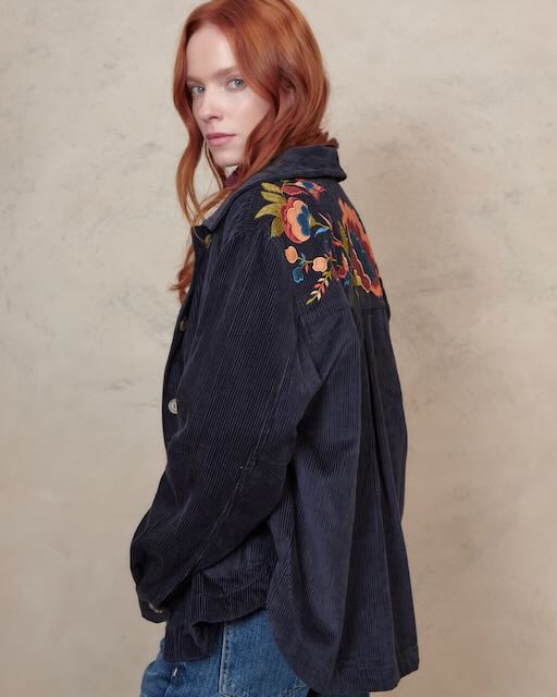 Romy Cord Shacket  - Navy
