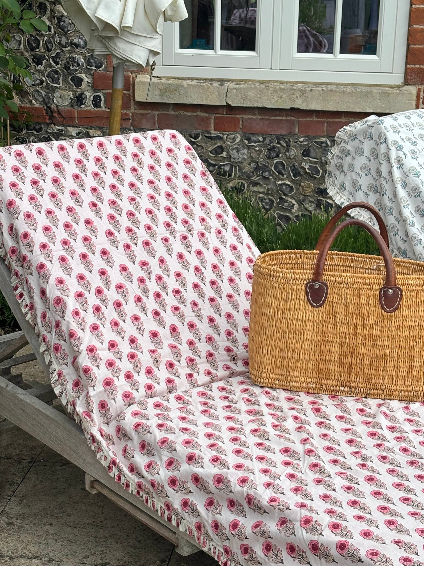 Red poppy block print beach towel