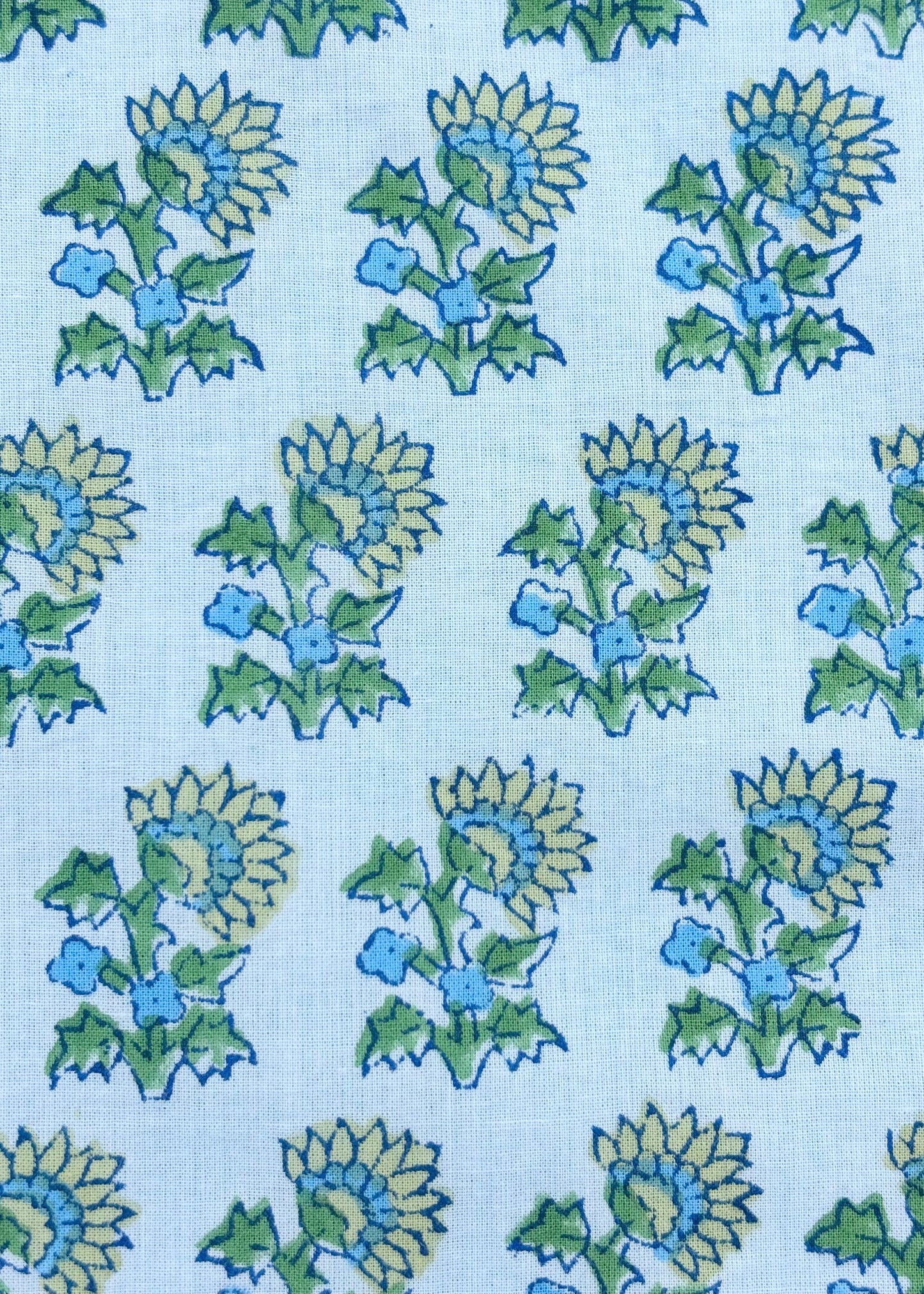 Blue Daisy block print beach towel