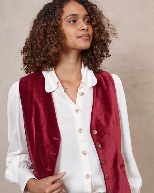 Mimi velvet waistcoat - Claret