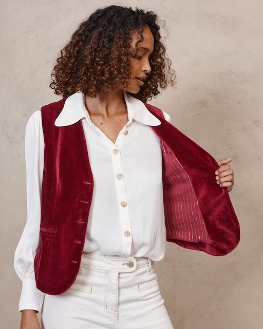 Mimi velvet waistcoat - Claret